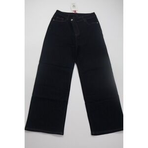 Cider Jeans Wide Leg Asymmetrical Crossover Waist Size M Dark Blue Denim Casual